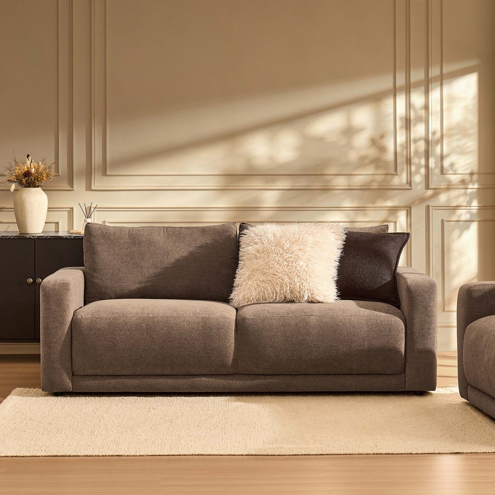 Chicago 3 Seater Sofa - Chenille Mushroom