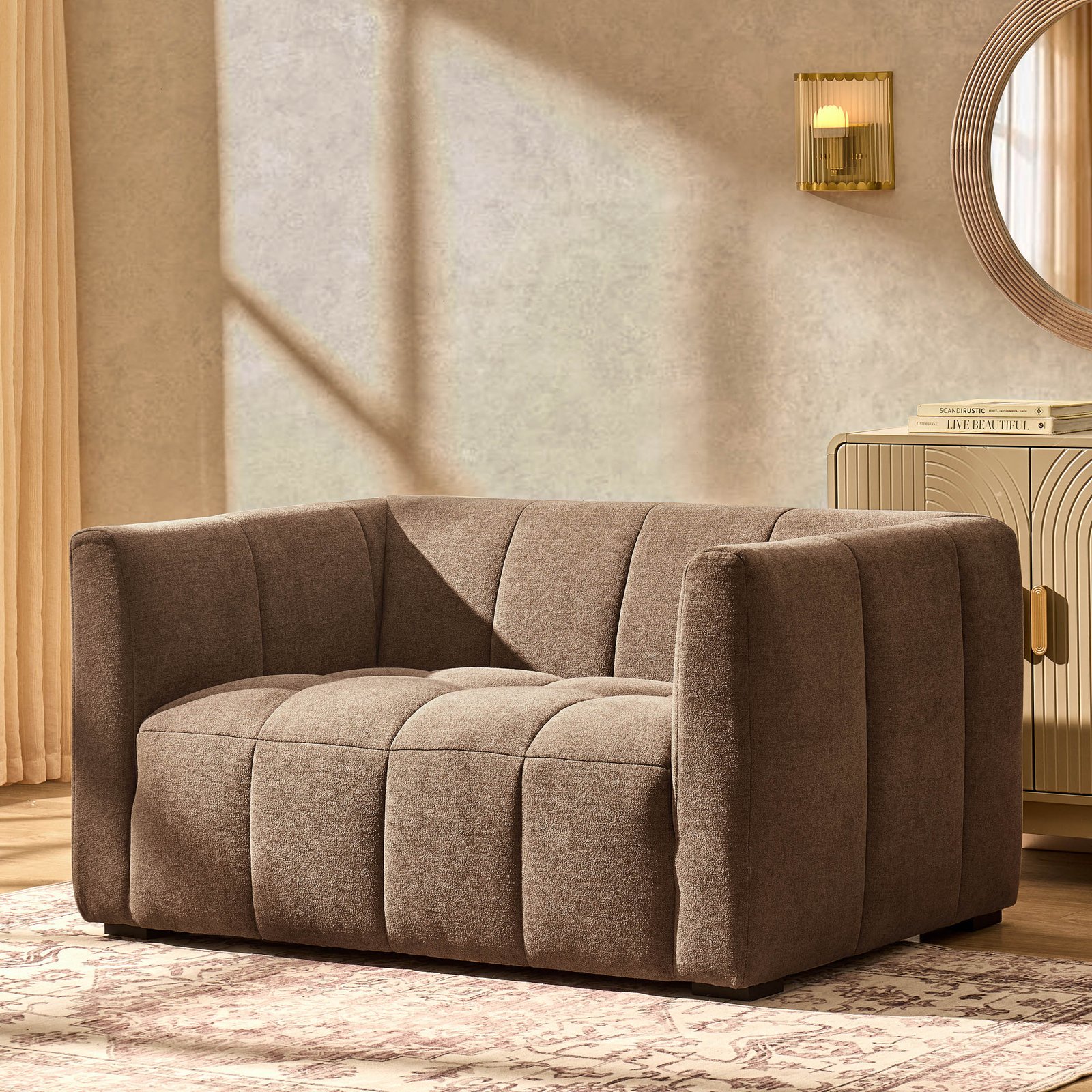 Manhattan Small 2 Seater Sofa - Chenille Mushroom