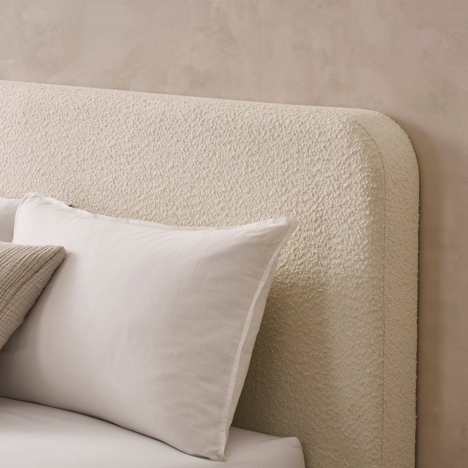 Ascot Bouclé Ottoman Storage Bed - Off White - Green Lane