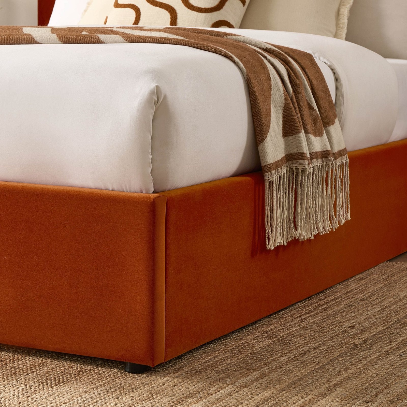Ascot Ottoman Storage Bed - Bright Orange - Green Lane