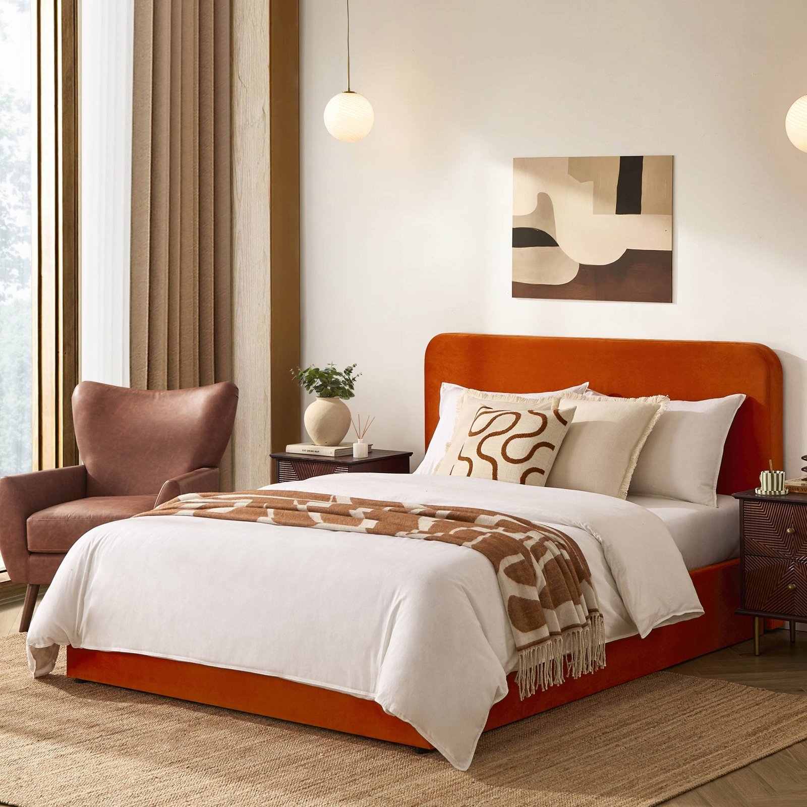 Ascot Ottoman Storage Bed - Bright Orange - Green Lane