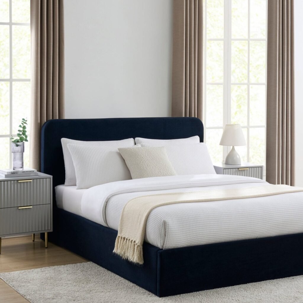 Ascot Ottoman Storage Bed - Navy - Green Lane