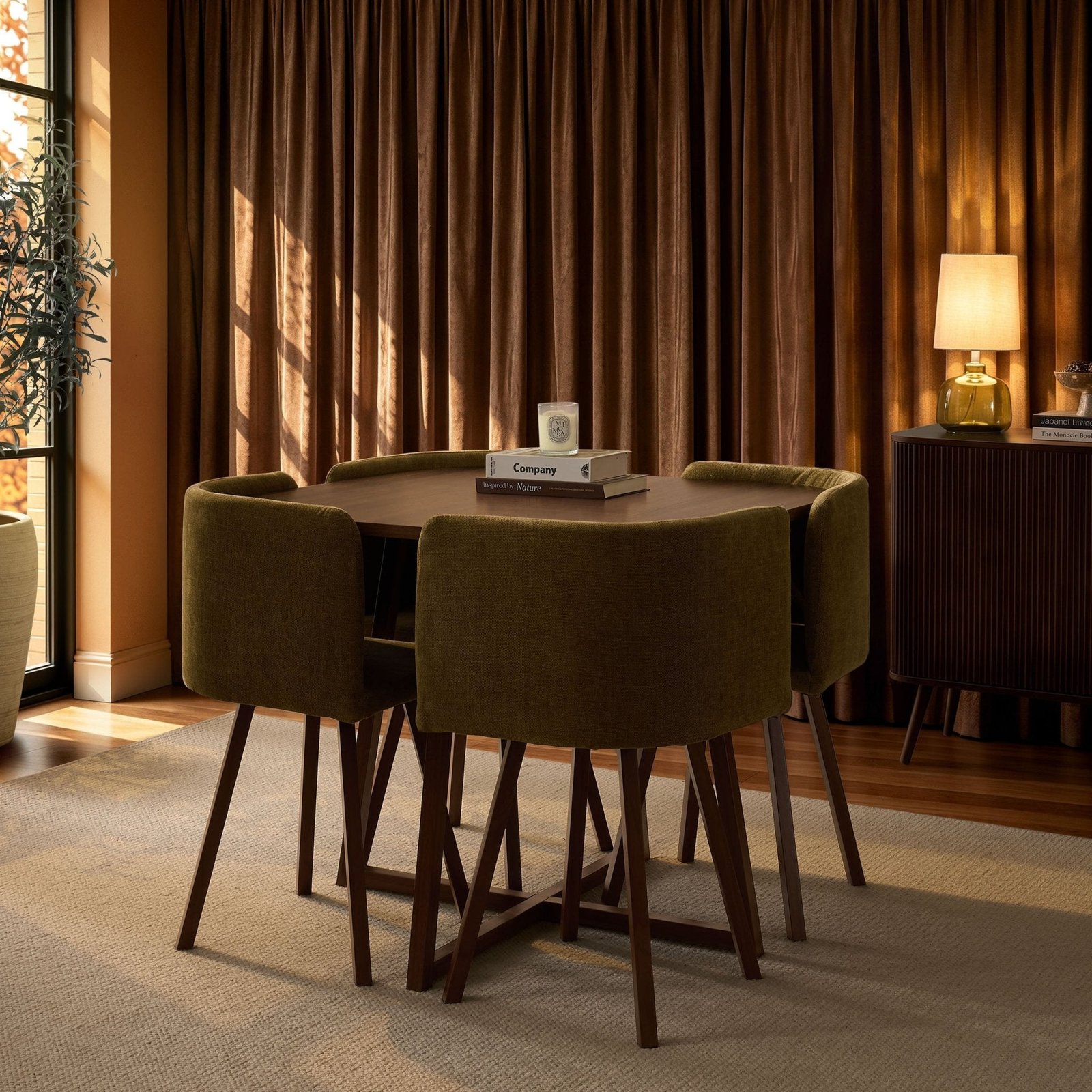 Ava Dining Chair Set - Chenille Olive - Green Lane