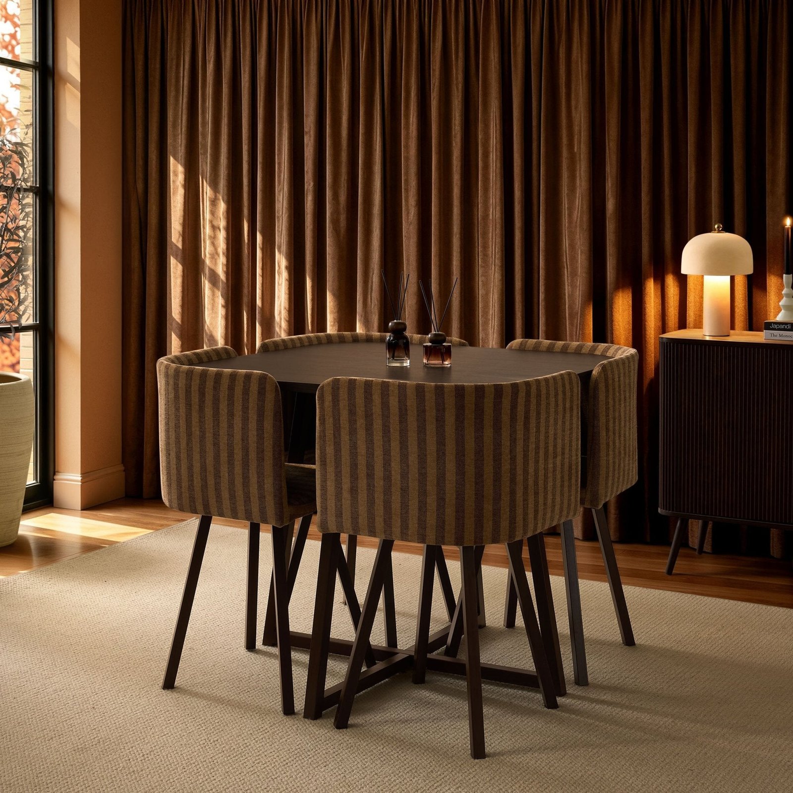 Ava Dining Chair Set - Toffee Stripe - Green Lane