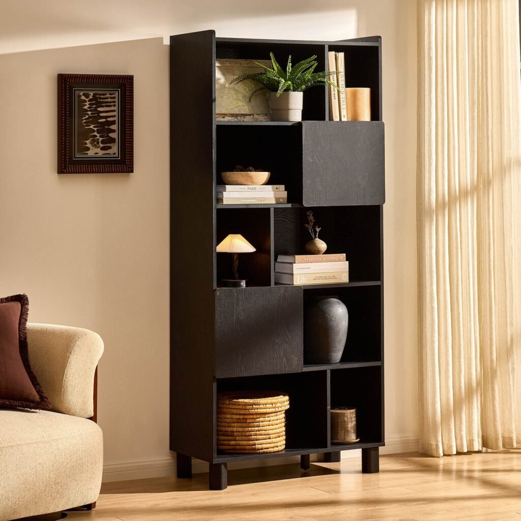 Avalon Shelving Unit - Black Wood Effect - Green Lane