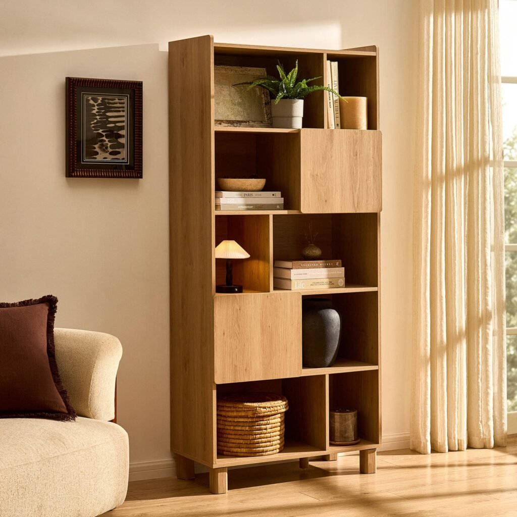 Avalon Shelving Unit - Light Oak Effect - Green Lane