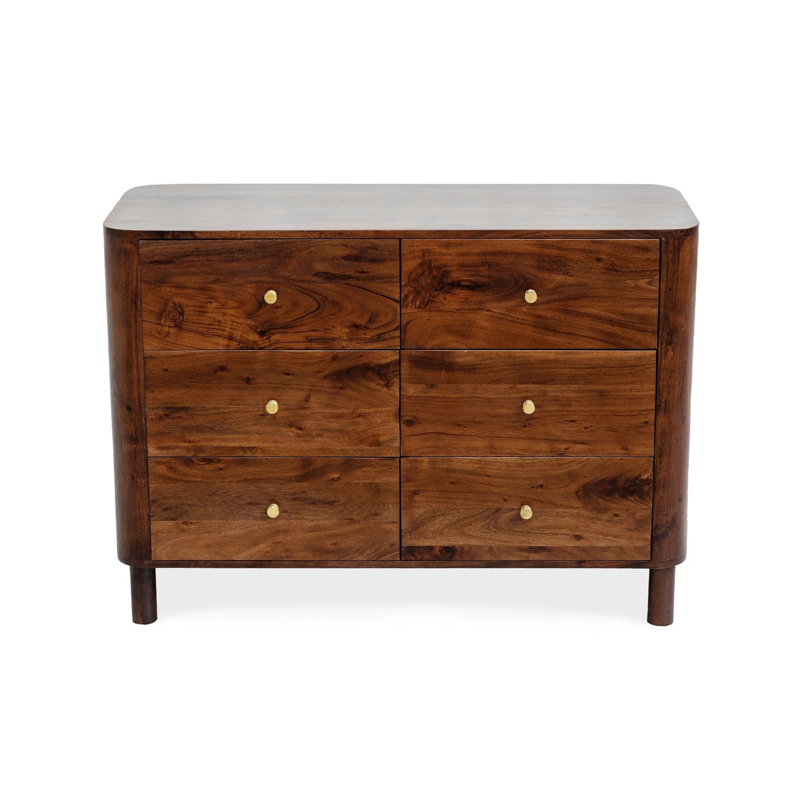 Avery Acacia Wood 6 Drawer Chest - Walnut - Green Lane