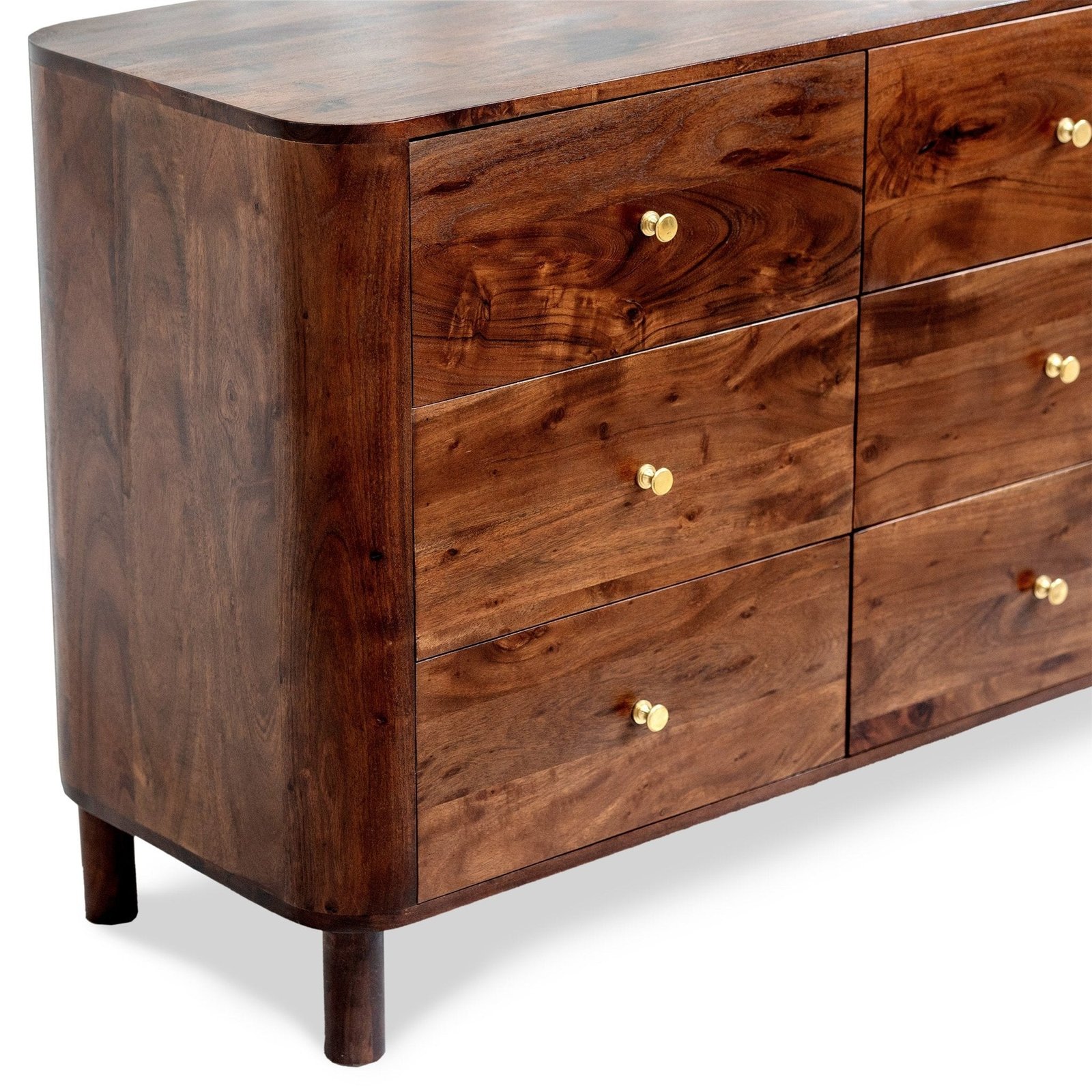 Avery Acacia Wood 6 Drawer Chest - Walnut - Green Lane