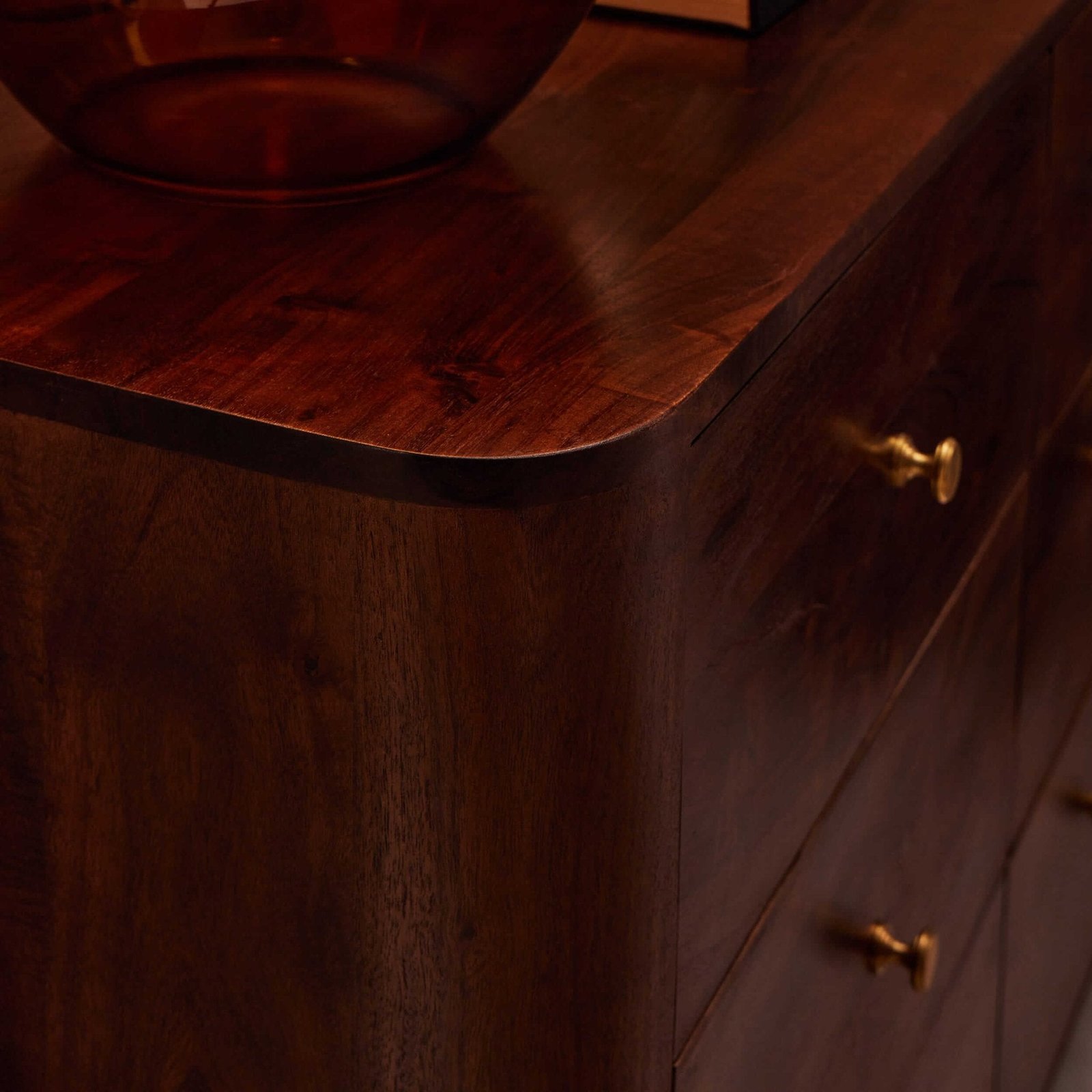 Avery Acacia Wood 6 Drawer Chest - Walnut - Green Lane