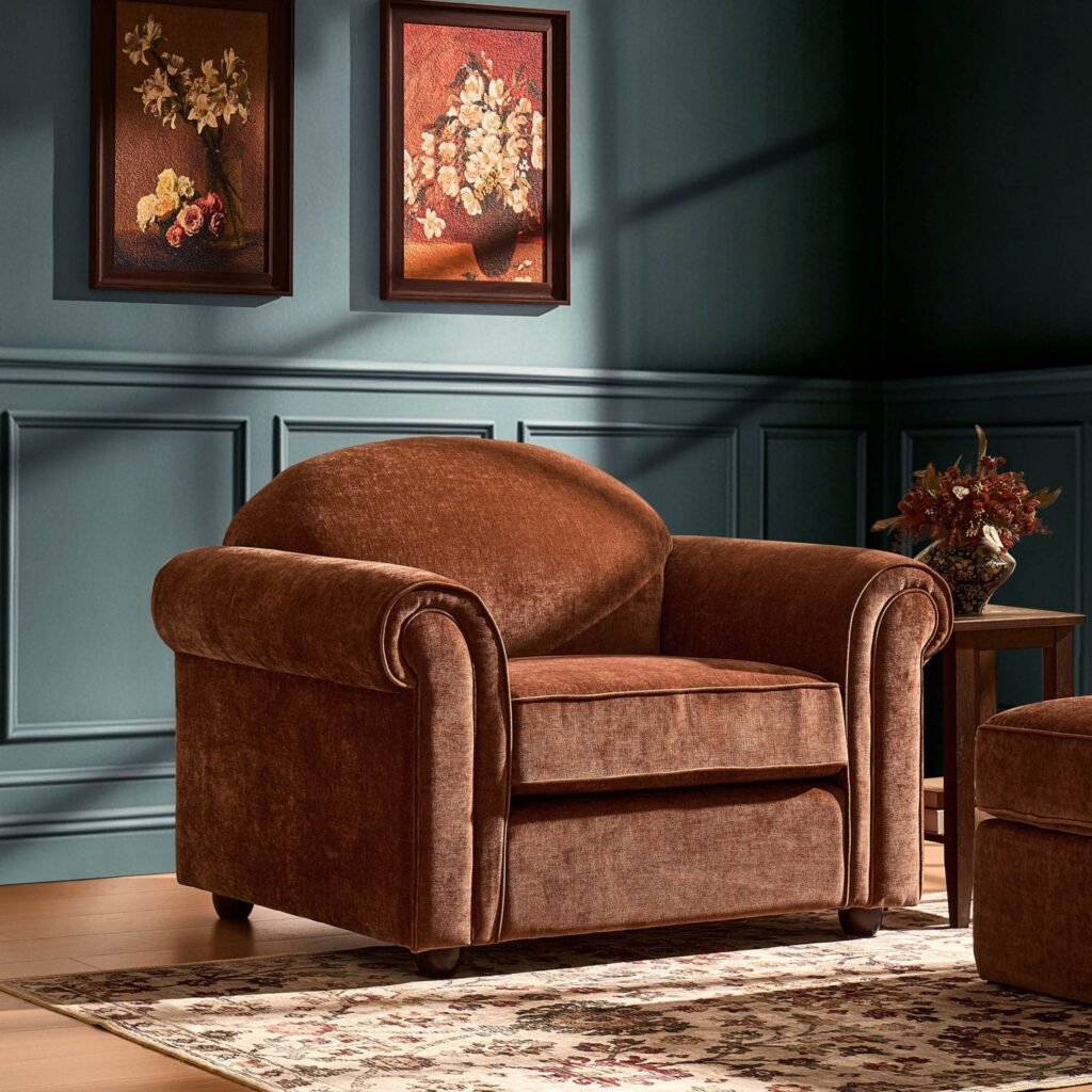 Beverley Loveseat - Chenille Dark Rust - Green Lane