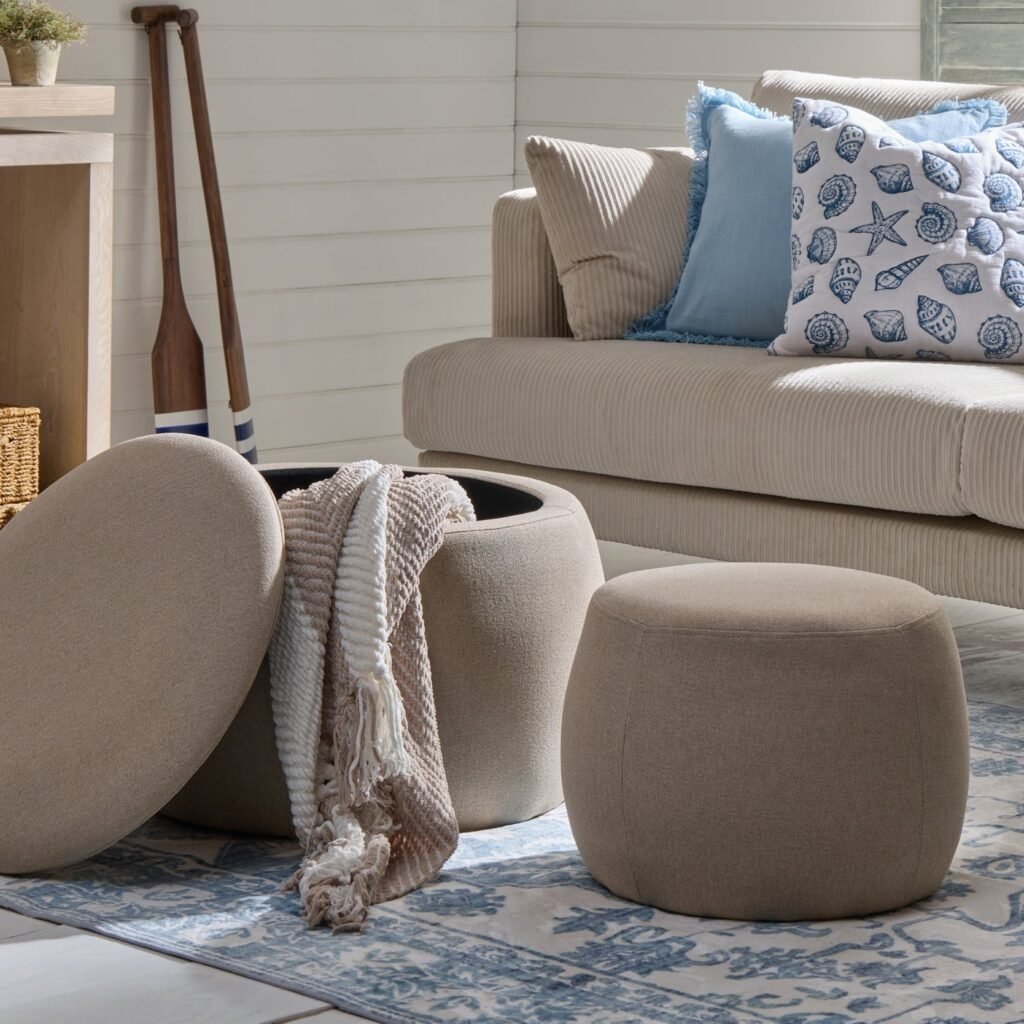 Bodhi Ottoman Storage Pouffe Set - Oatmeal