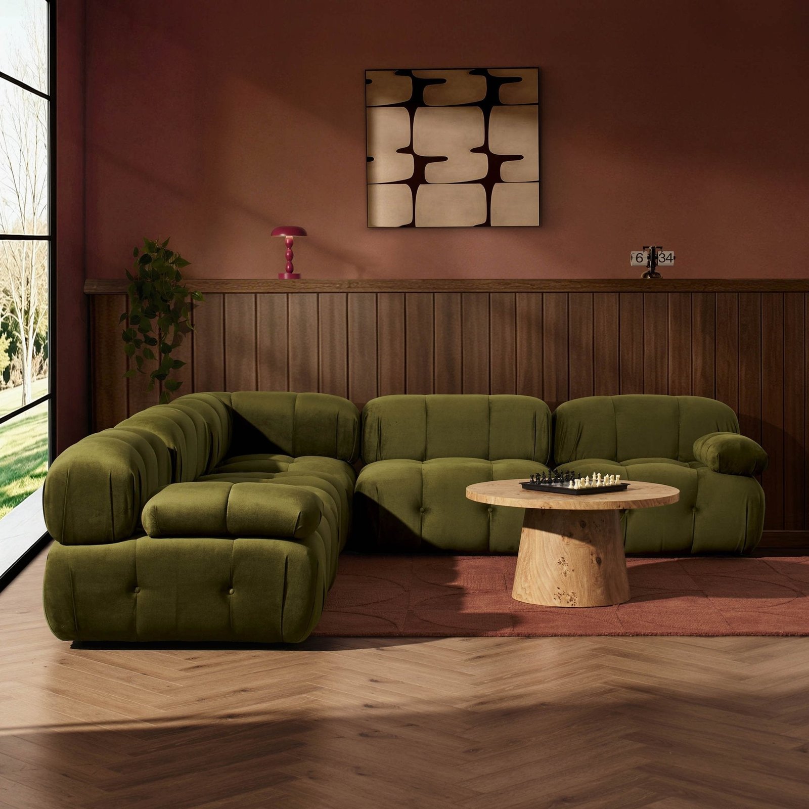 Bondi Large Right Hand Corner Sofa - Rich Green - Green Lane