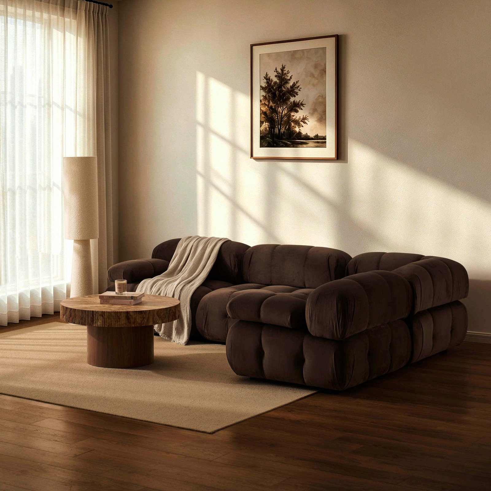 Bondi Small Right Hand L Shape Sofa - Cappuccino