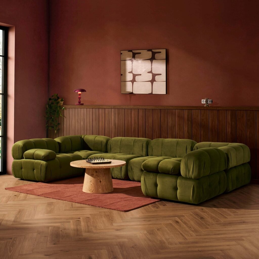 Bondi U Shape Sofa - Rich Green - Green Lane