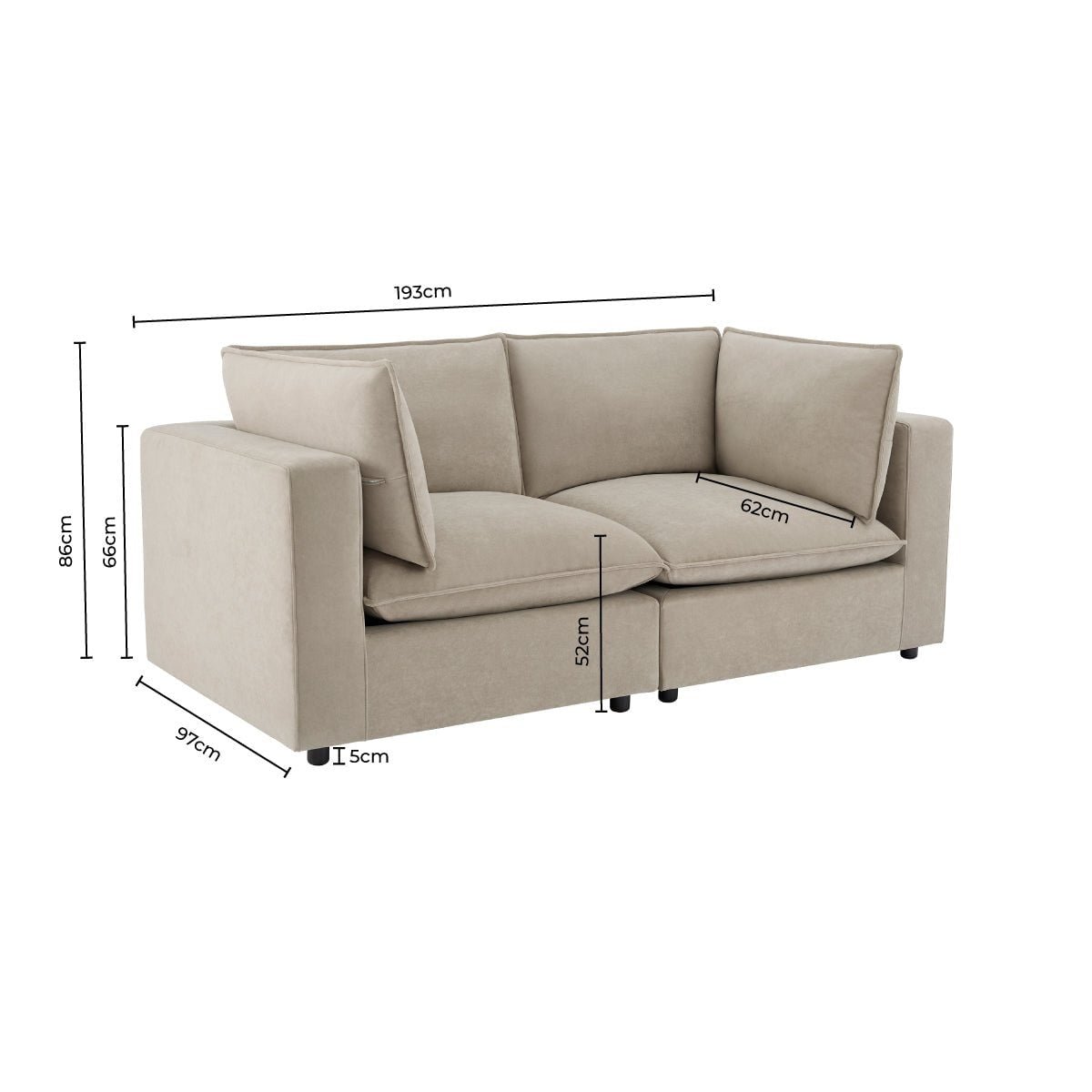 Boston 2 Seater Sofa - Sand - Green Lane