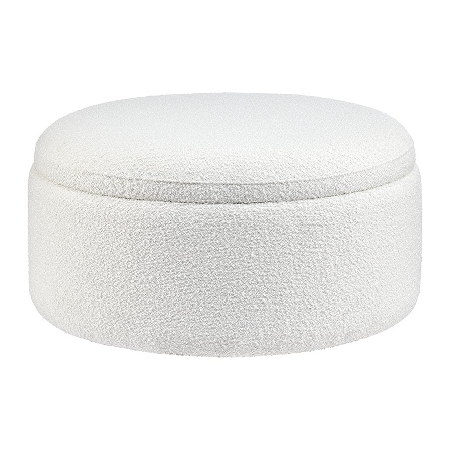 Stockton Boucle Round Storage Pouffe - Off White