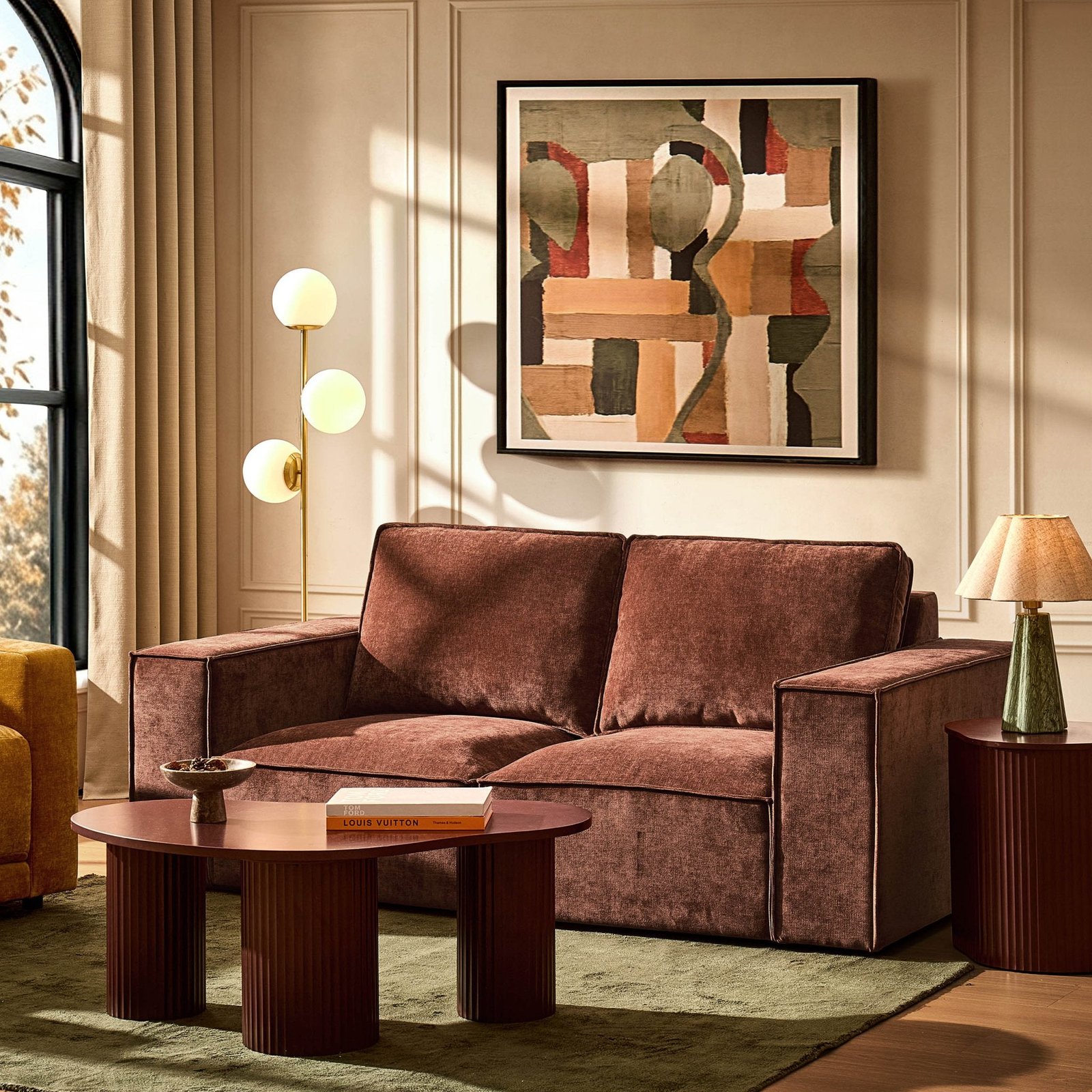 Brooklyn 2 Seater Sofa - Chenille Dark Rust - Green Lane