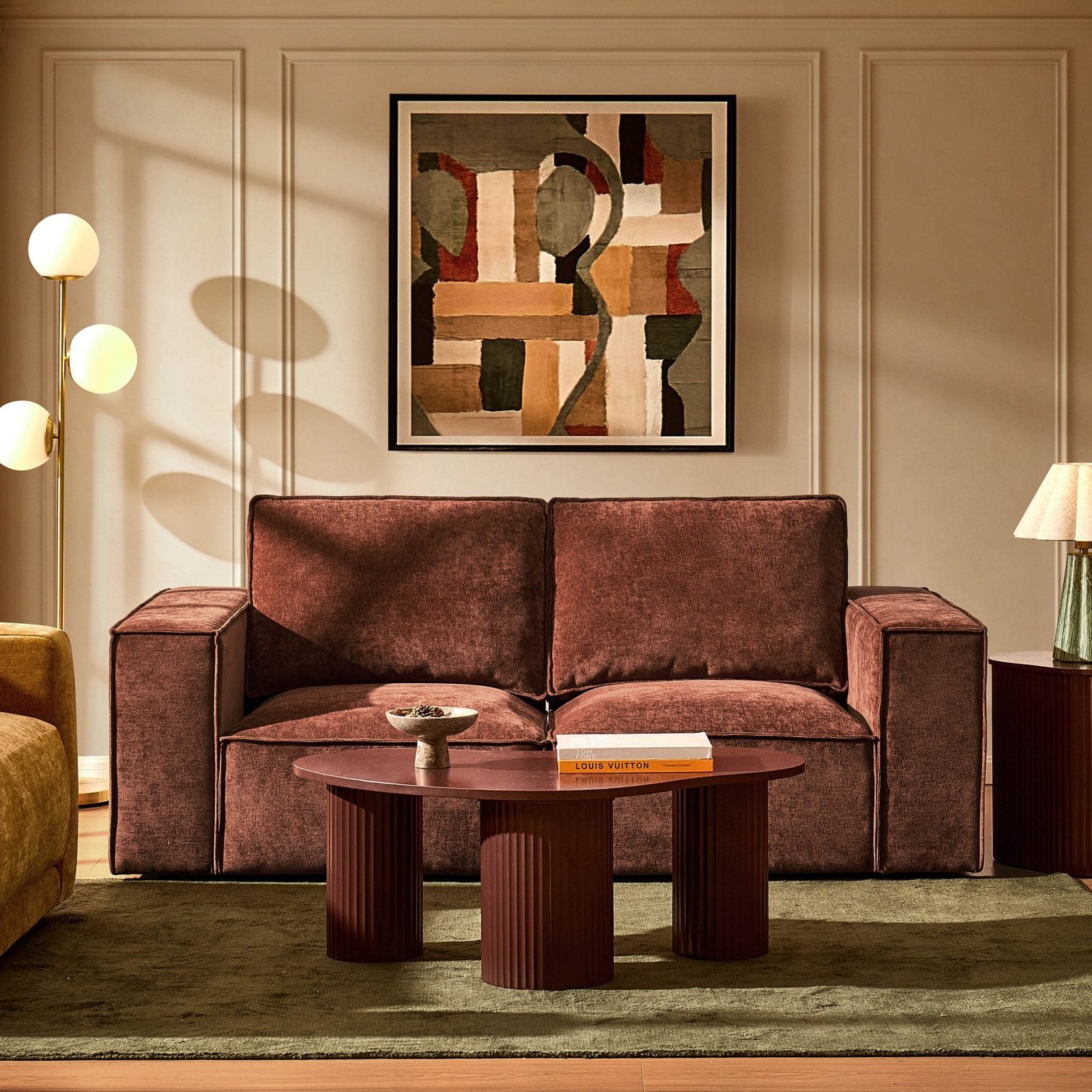 Brooklyn 2 Seater Sofa - Chenille Dark Rust - Green Lane