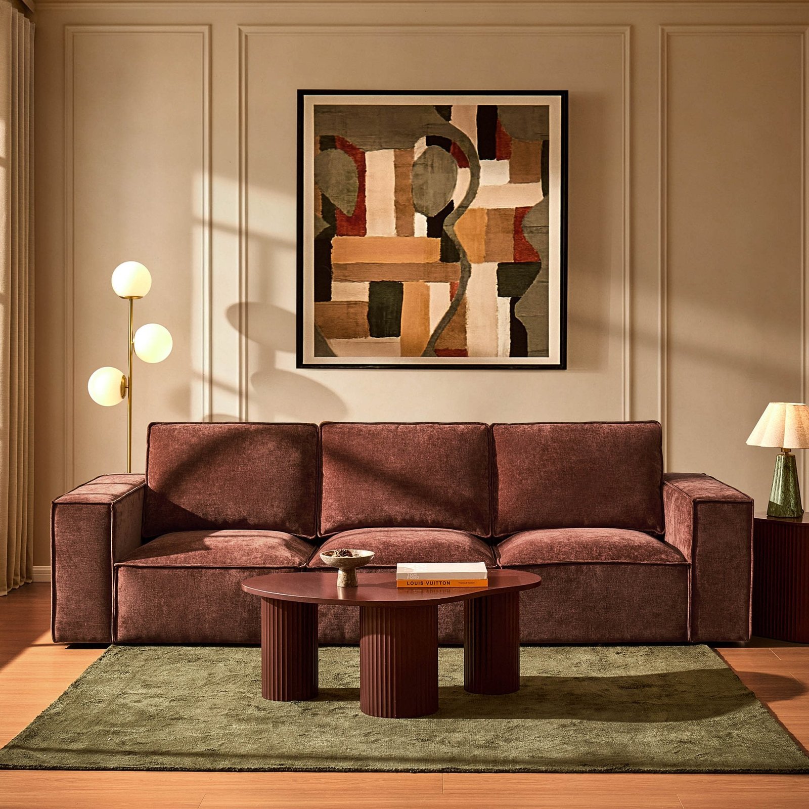 Brooklyn 3 Seater Sofa - Chenille Dark Rust - Green Lane