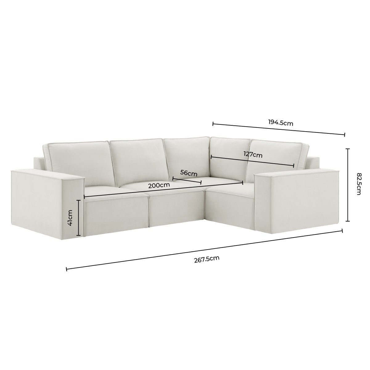 Brooklyn Small Right Hand L-Shape Sofa — Ink
