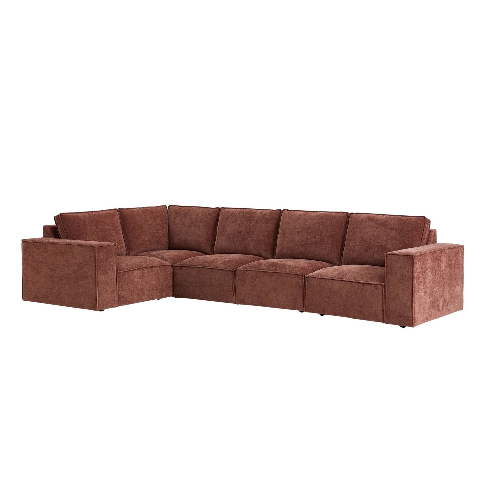 Brooklyn Large Left Hand L-Shape Sofa - Chenille Dark Rust - Green Lane