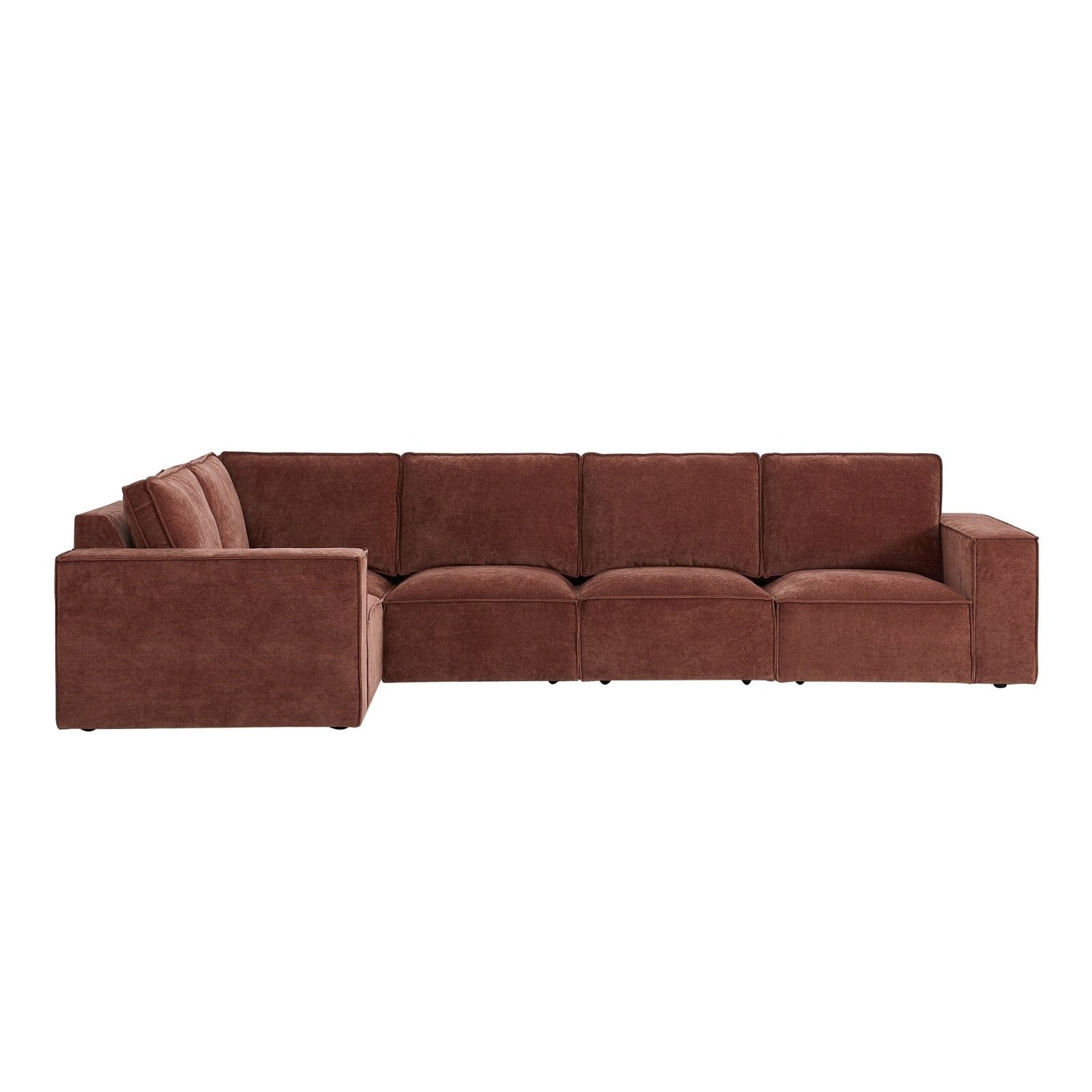 Brooklyn Large Left Hand L-Shape Sofa - Chenille Dark Rust - Green Lane