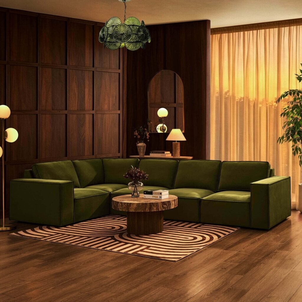 Brooklyn Large Left Hand L-Shape Sofa - Muted Moss - Green Lane