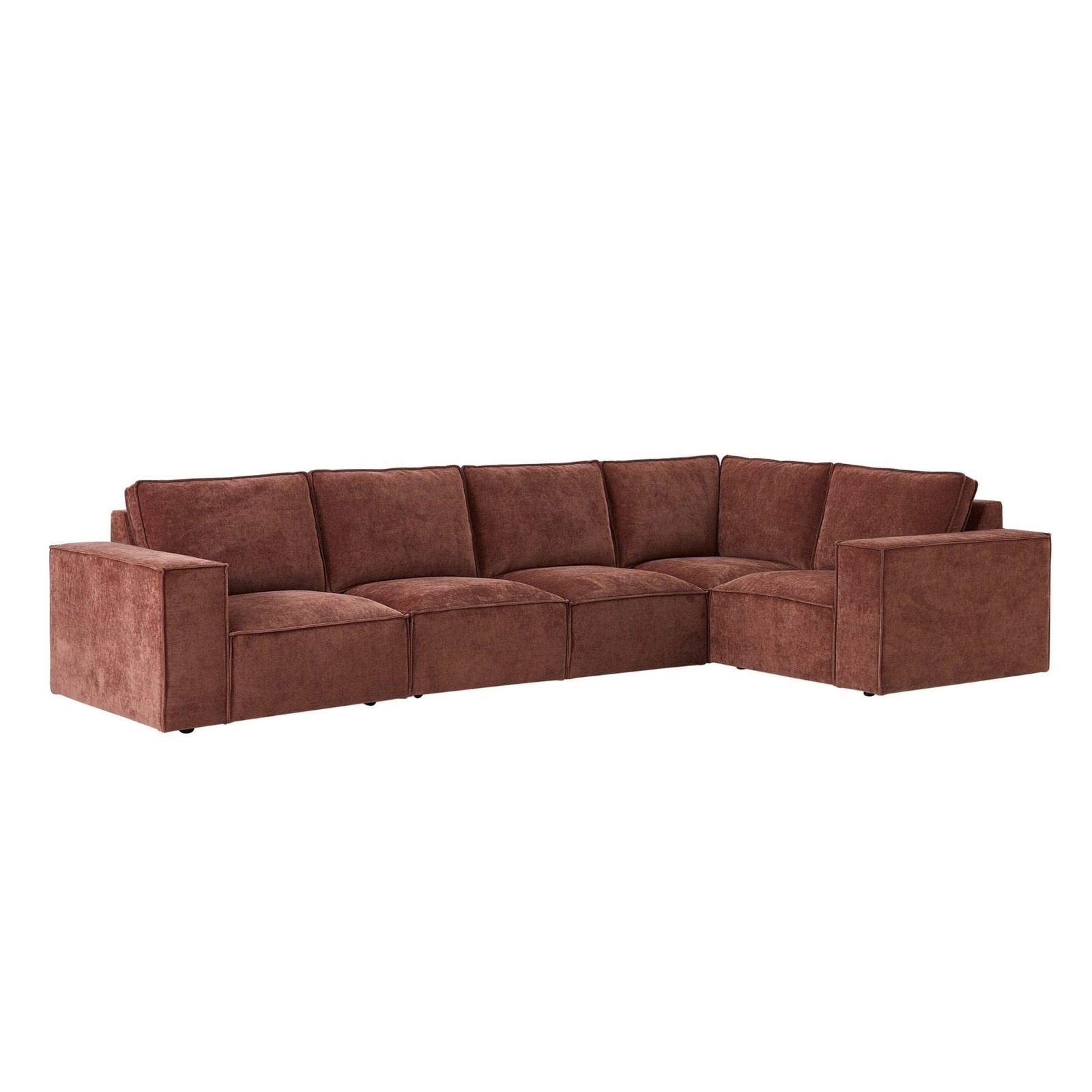 Brooklyn Large Right Hand L-Shape Sofa - Chenille Dark Rust - Green Lane