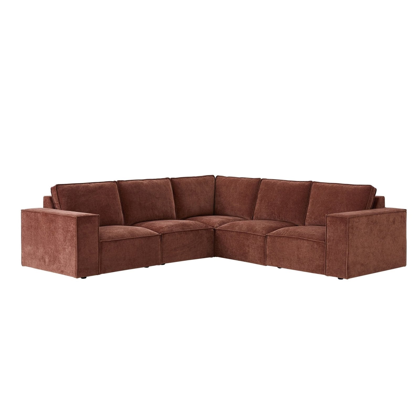 Brooklyn Left Hand Corner Sofa - Chenille Dark Rust - Green Lane