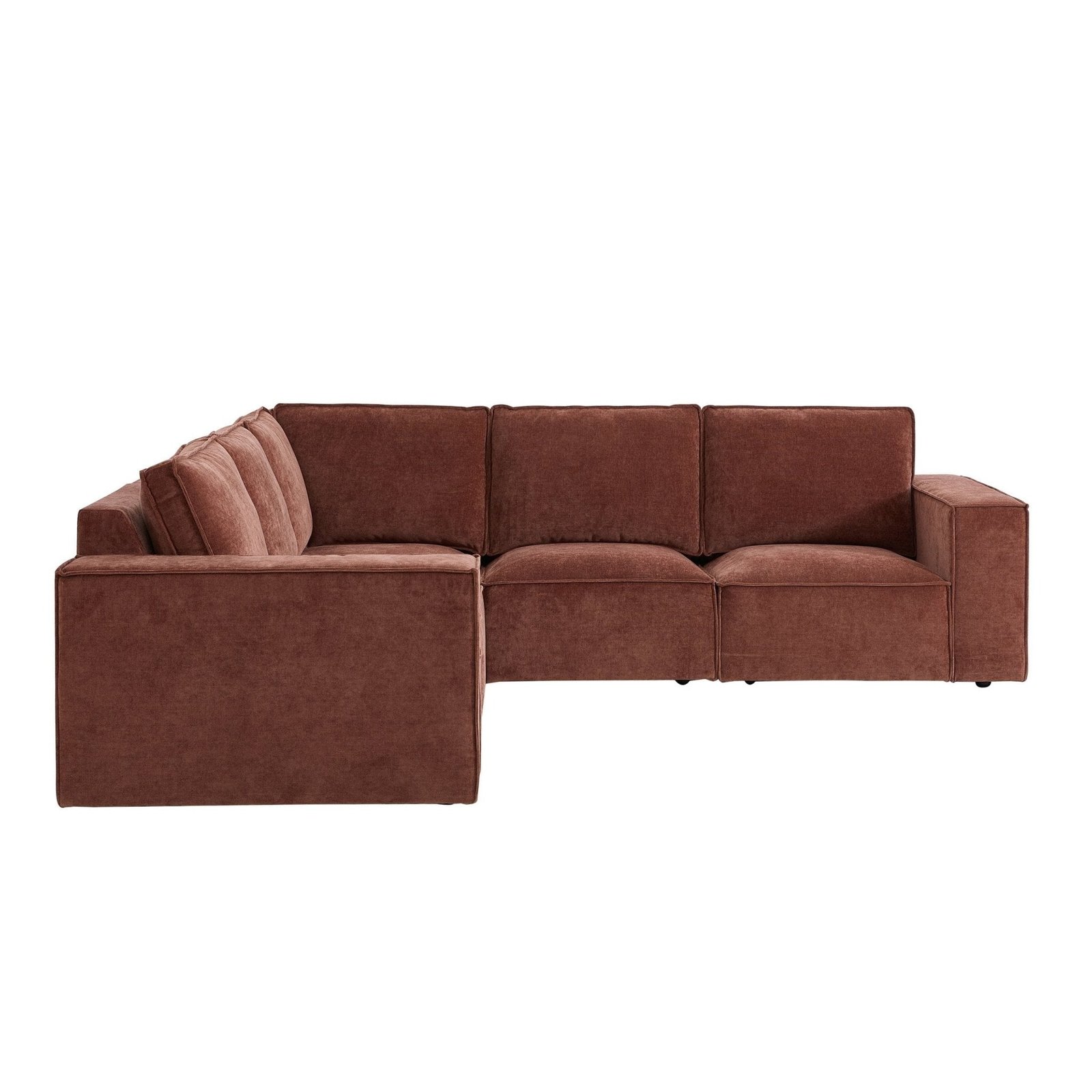 Brooklyn Left Hand Corner Sofa - Chenille Dark Rust - Green Lane