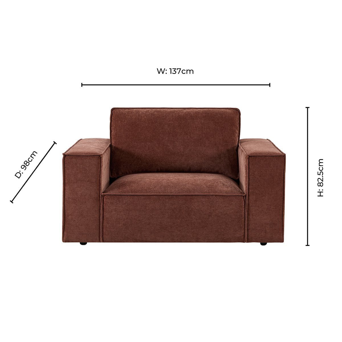 Brooklyn Loveseat - Chenille Dark Rust - Green Lane