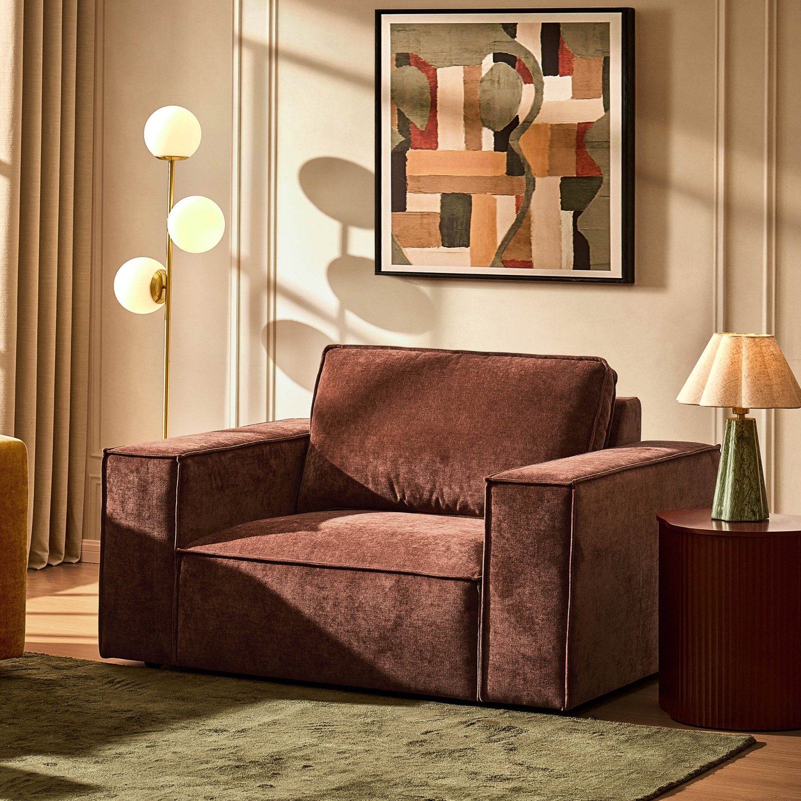 Brooklyn Loveseat - Chenille Dark Rust - Green Lane