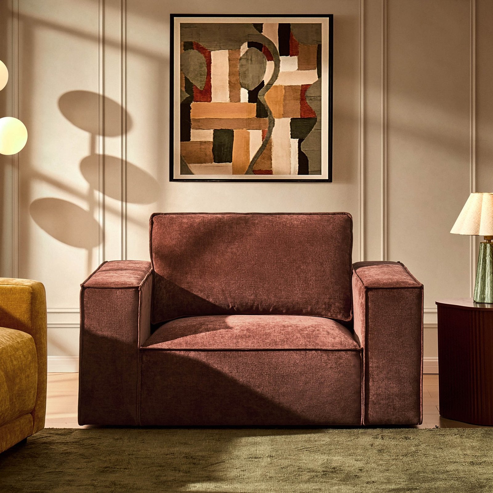 Brooklyn Loveseat - Chenille Dark Rust - Green Lane