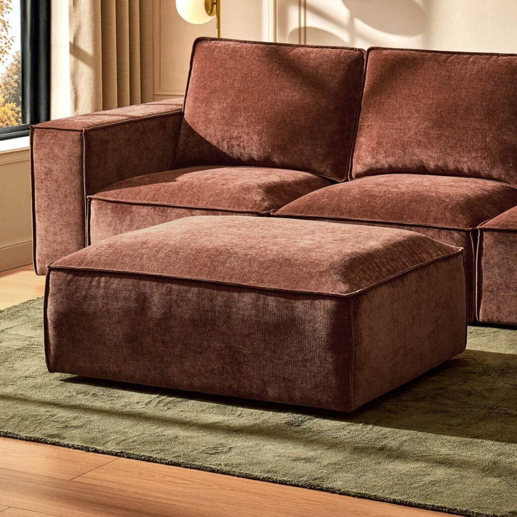 Brooklyn Pouffe - Chenille Dark Rust