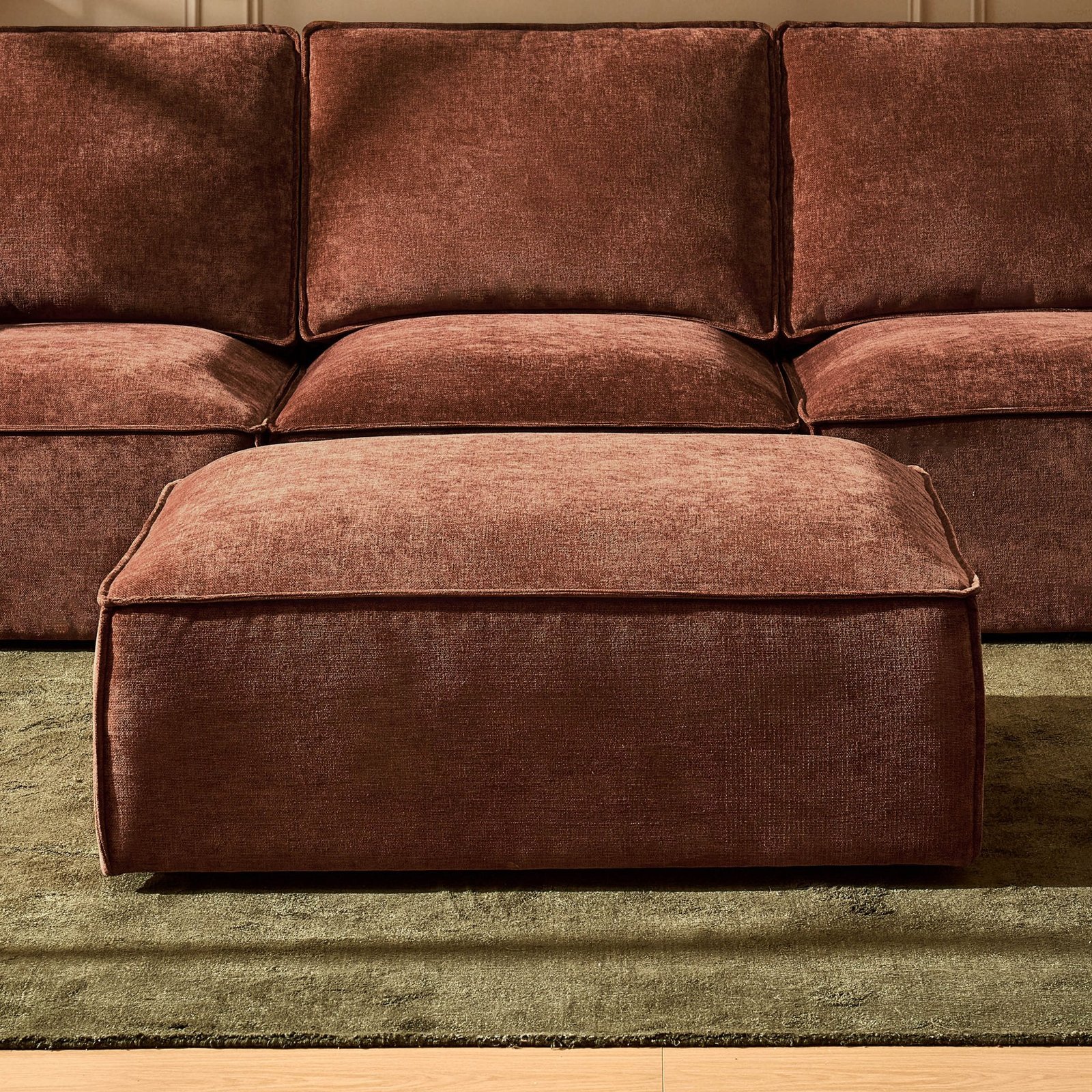 Brooklyn Pouffe - Chenille Dark Rust - Green Lane