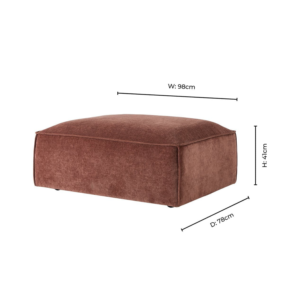 Brooklyn Pouffe - Chenille Dark Rust - Green Lane