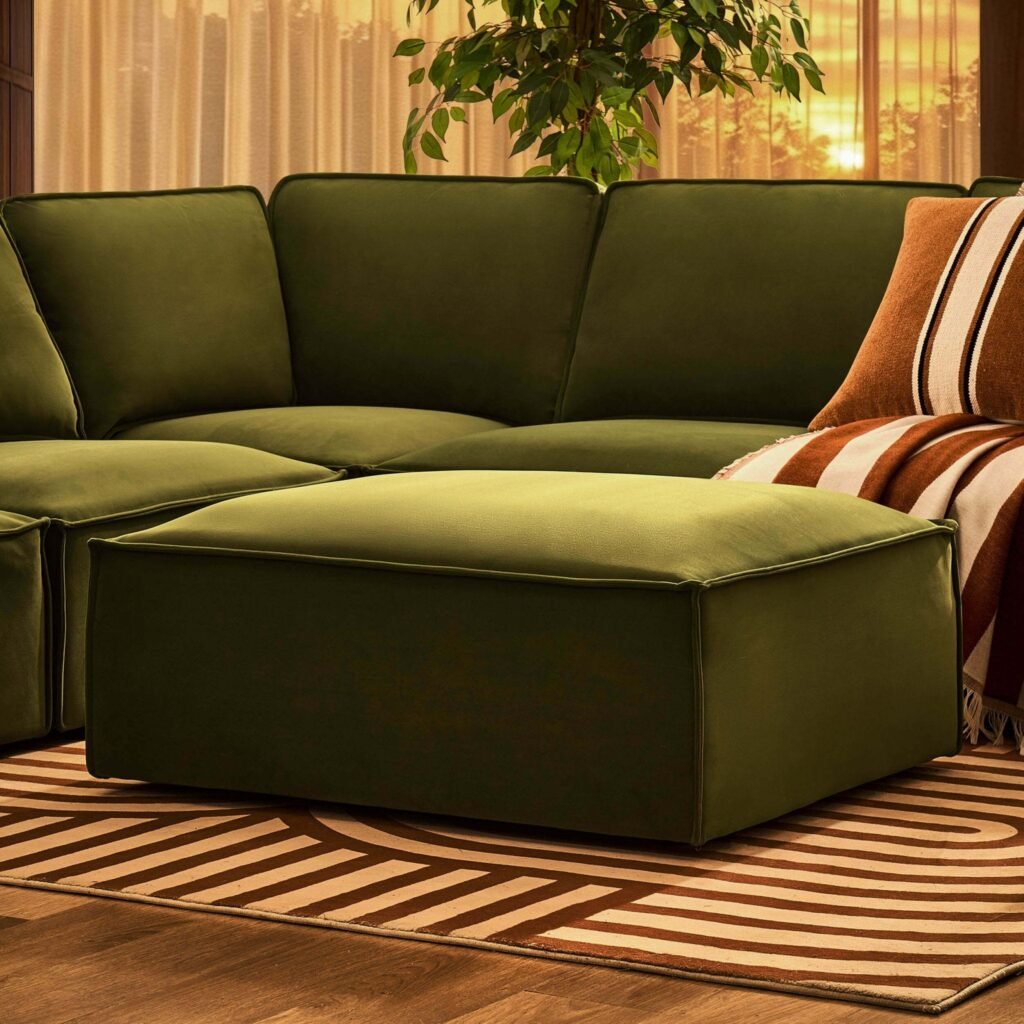 Brooklyn Pouffe - Muted Moss - Green Lane