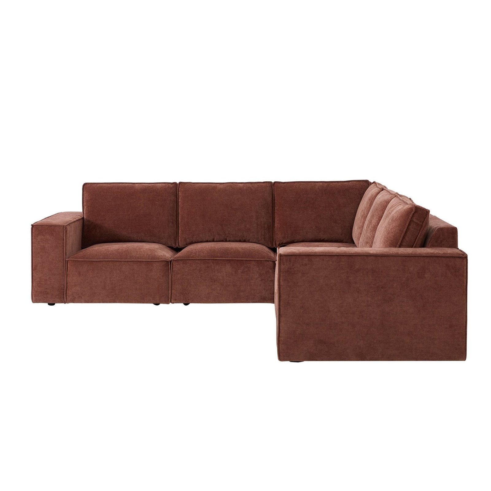 Brooklyn Right Hand Corner Sofa - Chenille Dark Rust - Green Lane