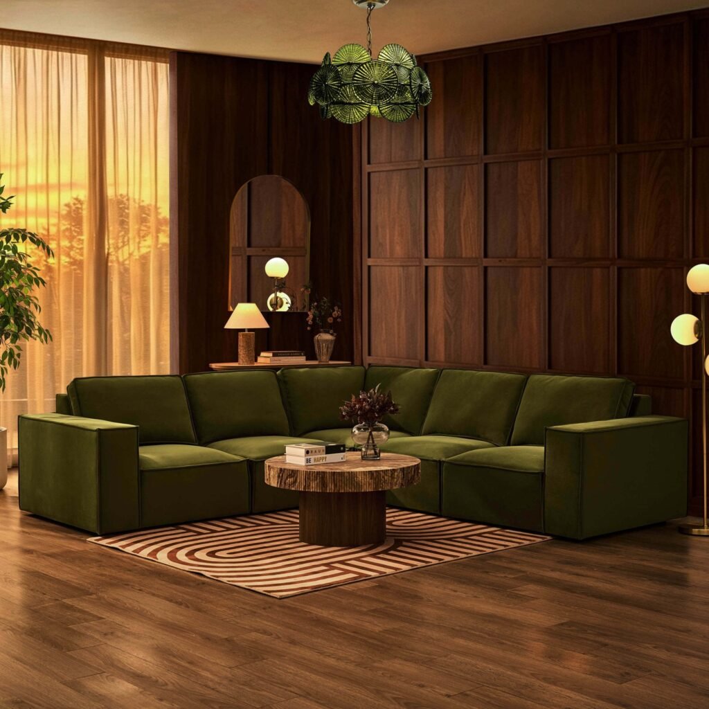Brooklyn Right Hand Corner Sofa - Muted Moss - Green Lane