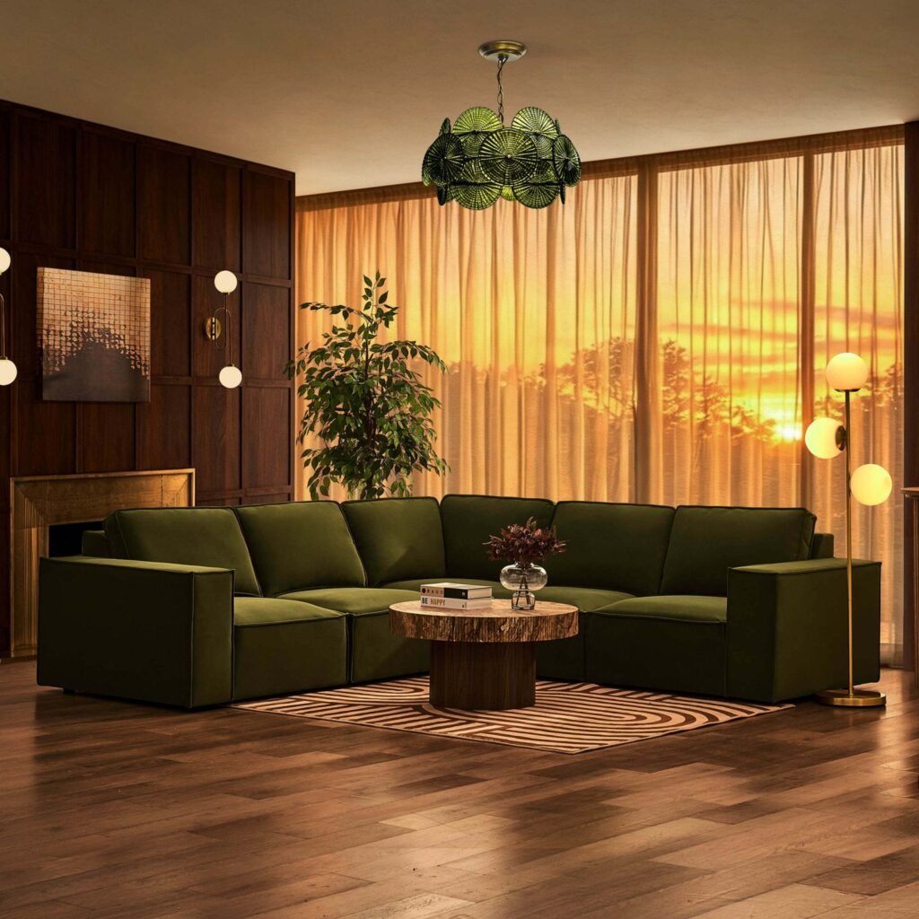 Brooklyn Right Hand Corner Sofa - Muted Moss - Green Lane