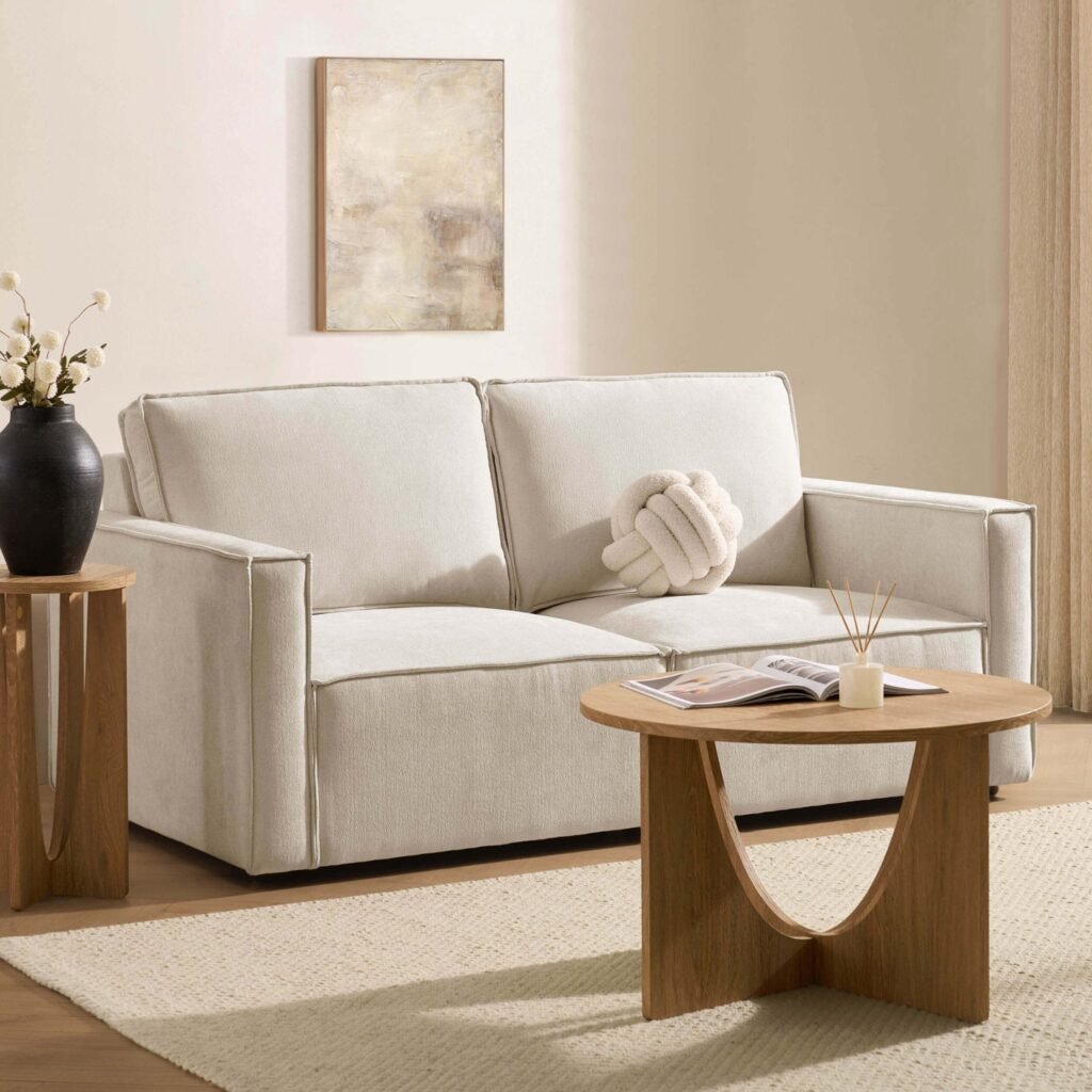 Brooklyn Slim Arm 2 Seater Sofa - Chenille Ivory