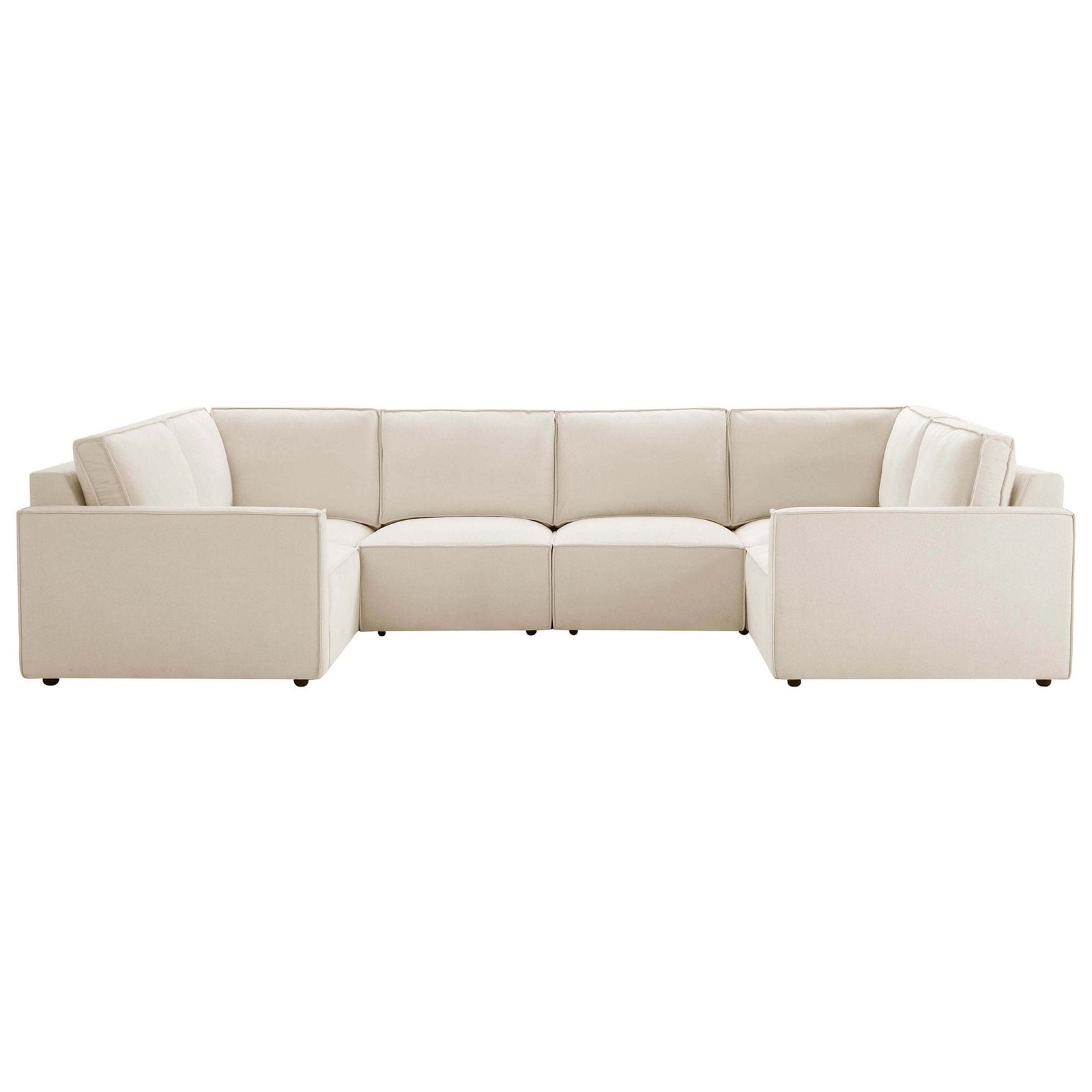Brooklyn Slim Arm U-Shape Sofa - Chenille Ivory