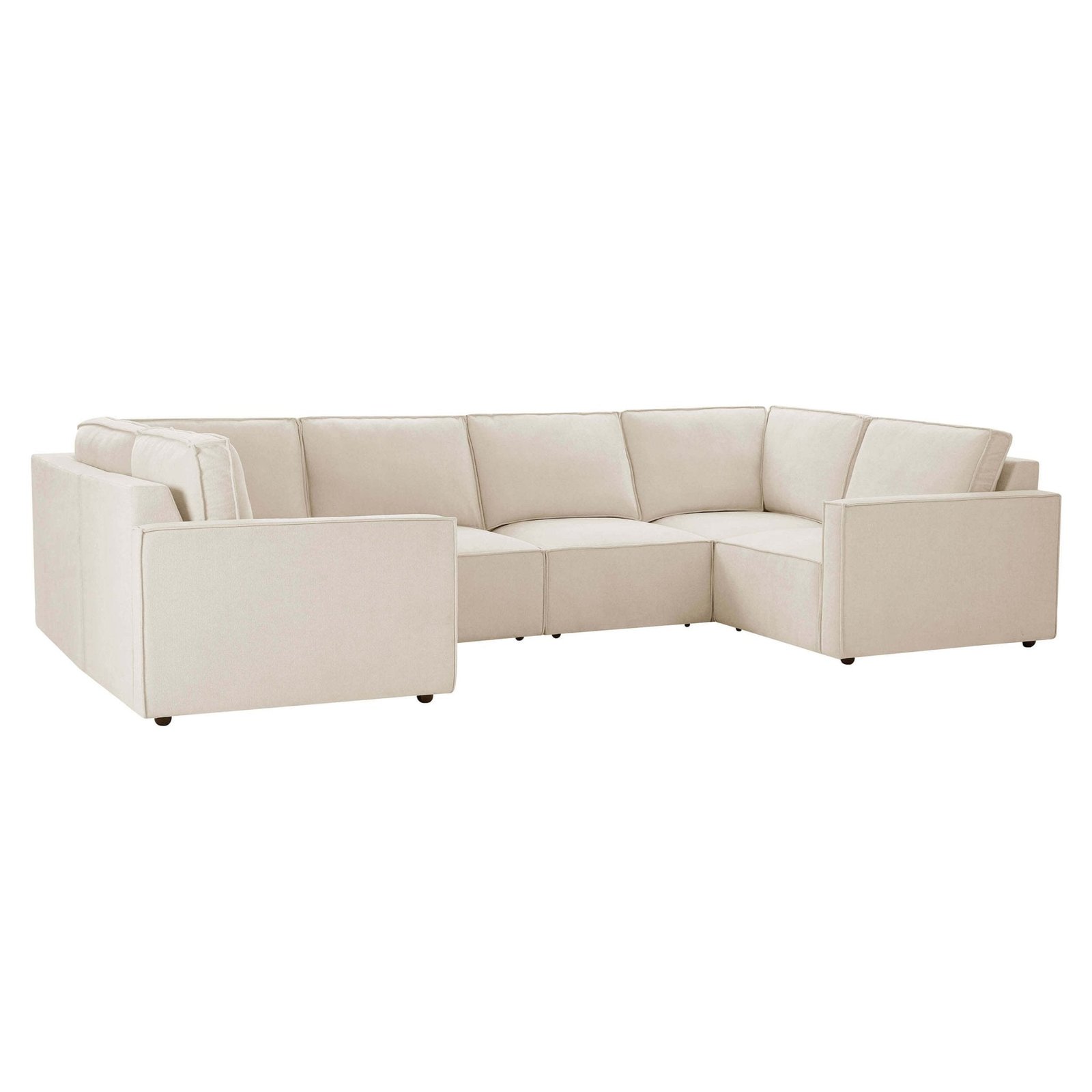 Brooklyn Slim Arm U-Shape Sofa - Chenille Ivory