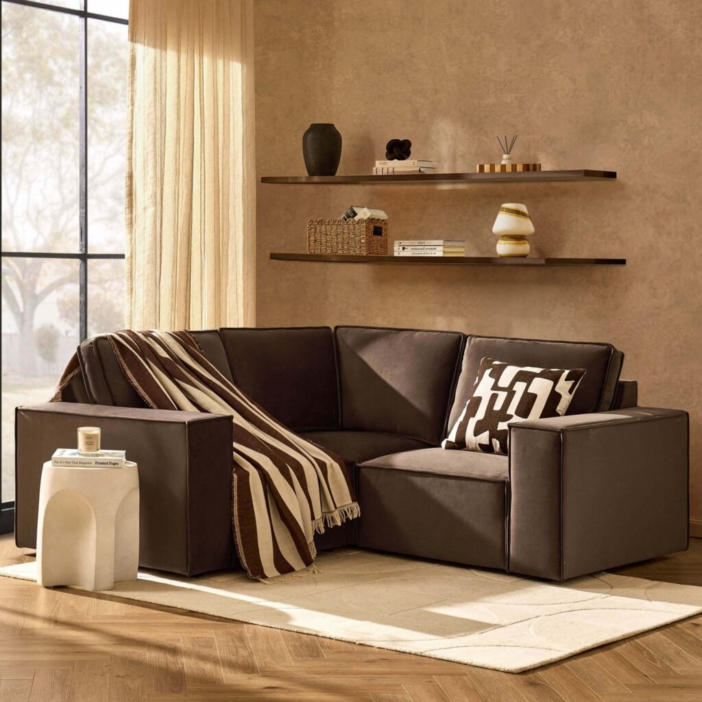 Brooklyn Small Corner Sofa - Cappuccino - Green Lane