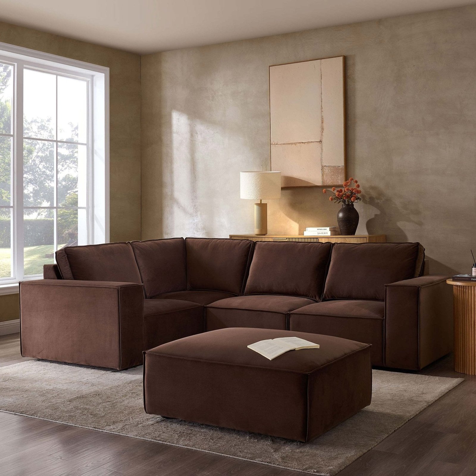 Brooklyn Small Left Hand L-Shape Sofa - Cappuccino