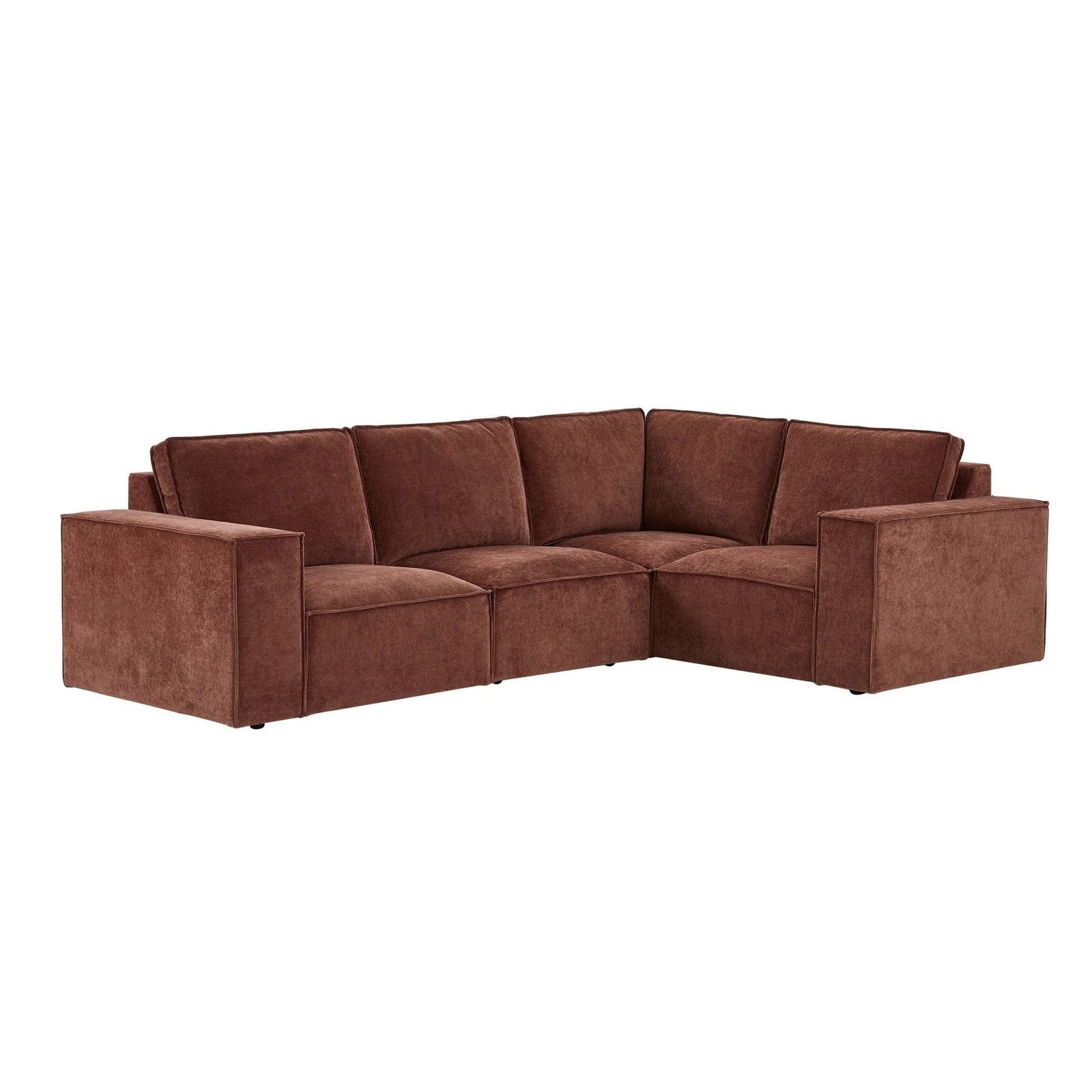 Brooklyn Small Right Hand L-Shape Sofa - Chenille Dark Rust - Green Lane