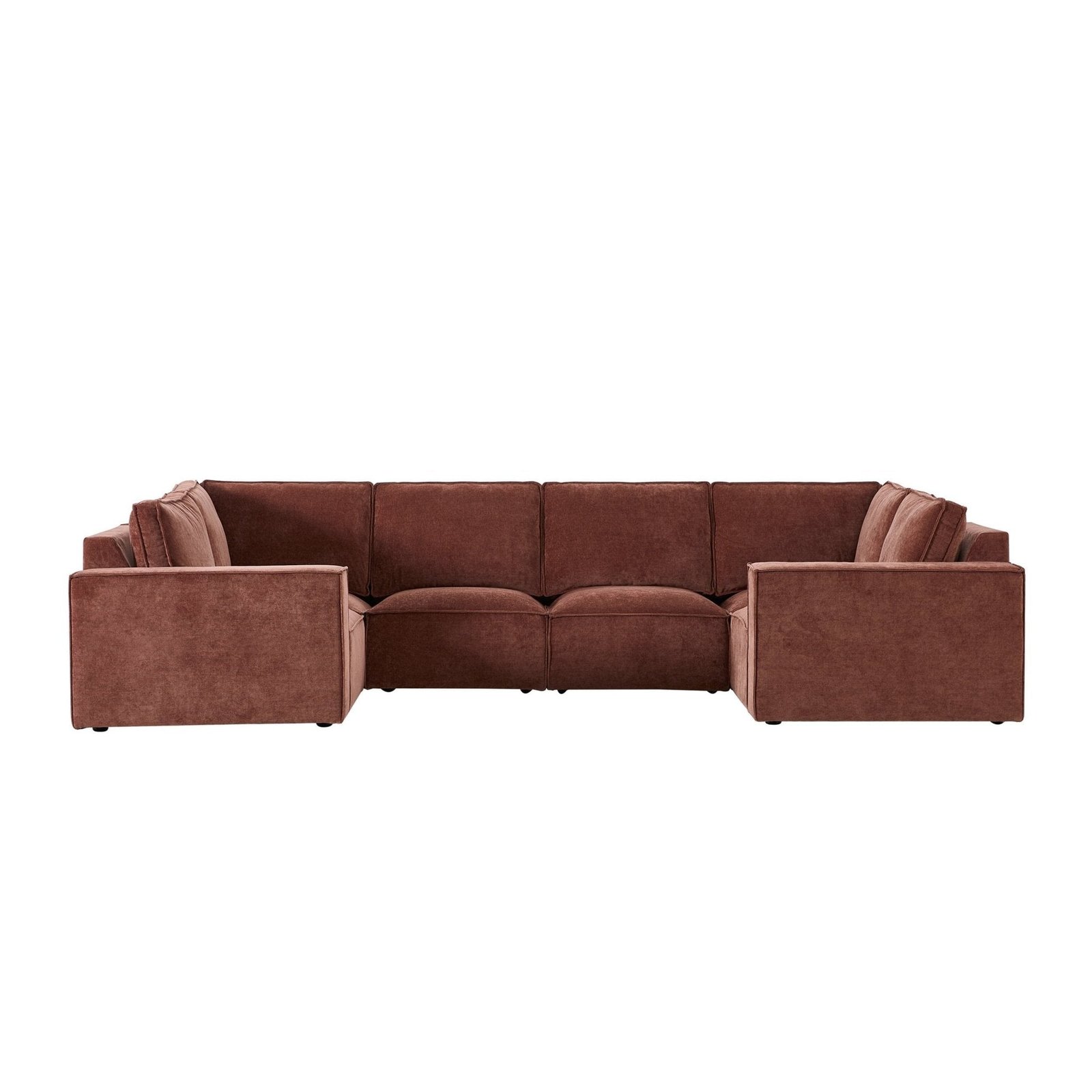 Brooklyn U-Shape Sofa - Chenille Dark Rust - Green Lane