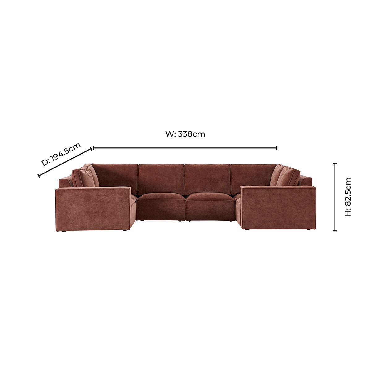 Brooklyn U-Shape Sofa - Chenille Dark Rust - Green Lane