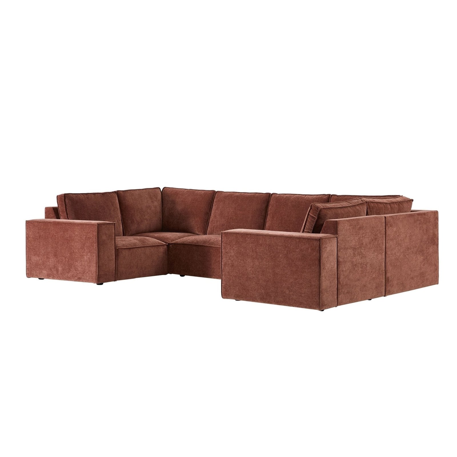 Brooklyn U-Shape Sofa - Chenille Dark Rust - Green Lane