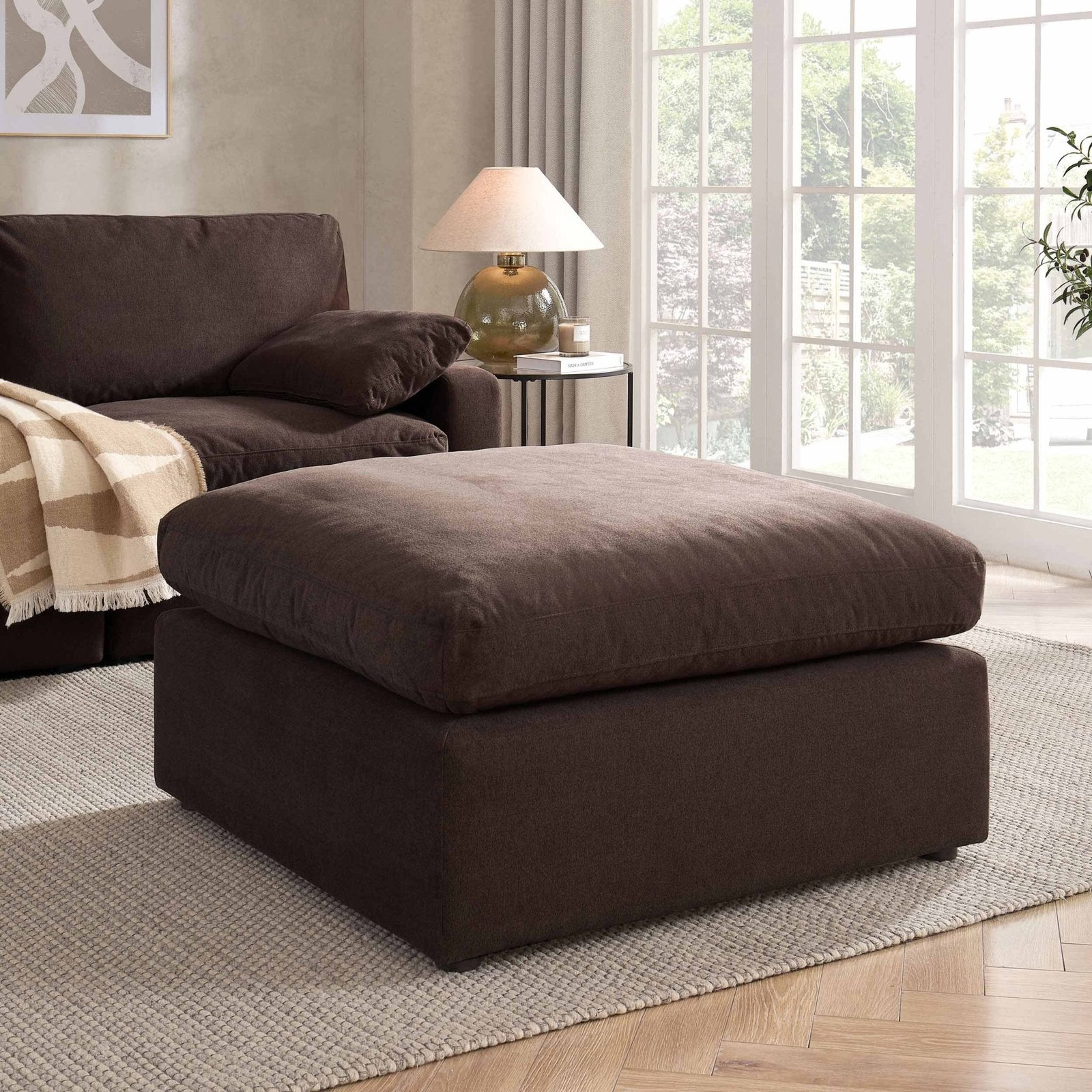 Cairo Feather Pouffe - Chocolate